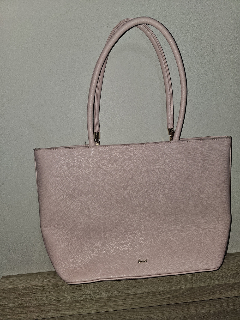 Grossy Quilted Pink Tote Bag with Gold Accent - Picture 2 of 8